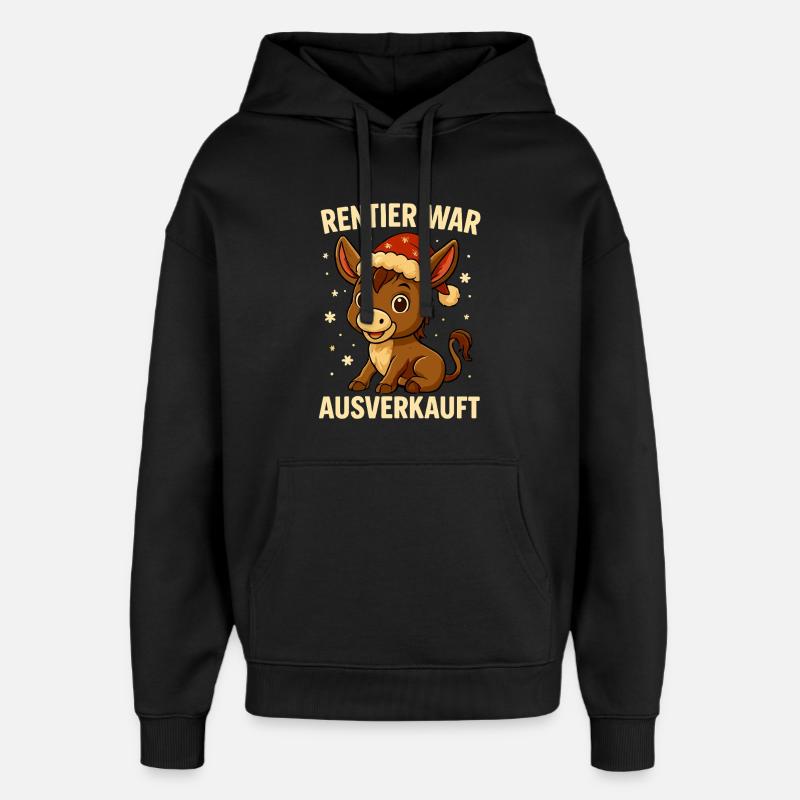 Reindeer a affiché complet Donkey Christmas - Sweat à capuche unisexe Stanley/Stella Oversized - noir