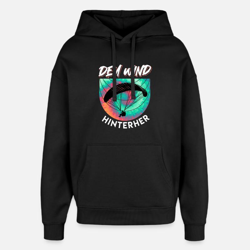 Parapente SUIVANT LE VENT Drôle - Sweat à capuche unisexe Stanley/Stella Oversized - noir