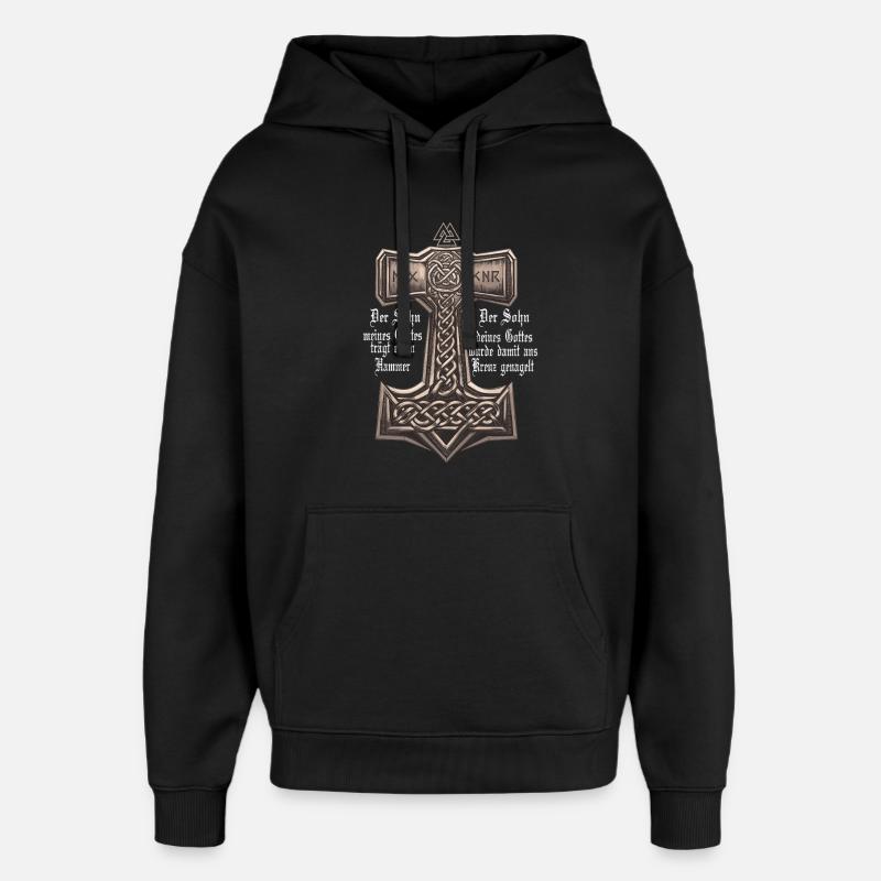 Vikings Le Fils de Mon Dieu Porte un Marteau - Sweat à capuche unisexe Stanley/Stella Oversized - noir