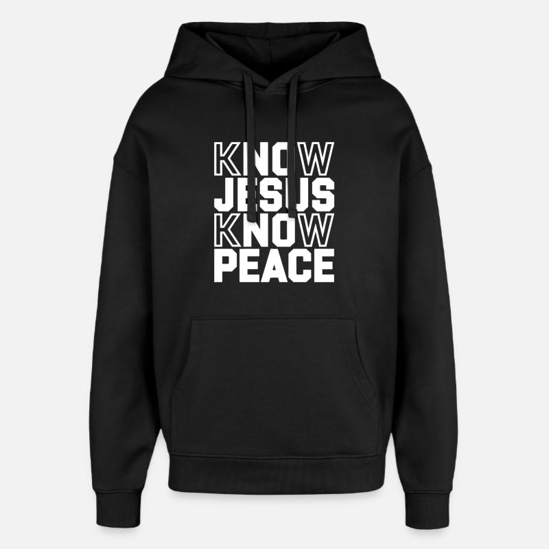 Know Jesus Know Peace - Oversized Unisex Hoodie by Stanley/Stella - black
