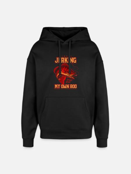 Always Jerking My Rod Funny Fishing - Oversized Unisex Hoodie by Stanley/Stella - black