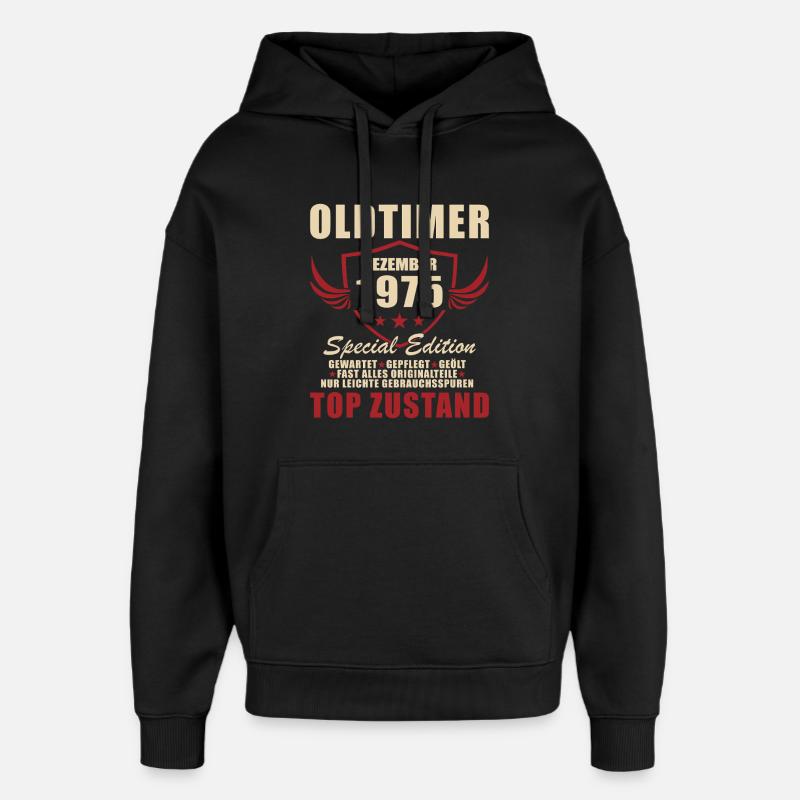 Oldtimer 1975 Sonderedition Logo - Oversized Unisex Hoodie von Stanley/Stella - Schwarz