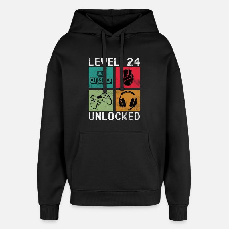 Niveau 24 Pixel Gear débloqué - Sweat à capuche unisexe Stanley/Stella Oversized - noir