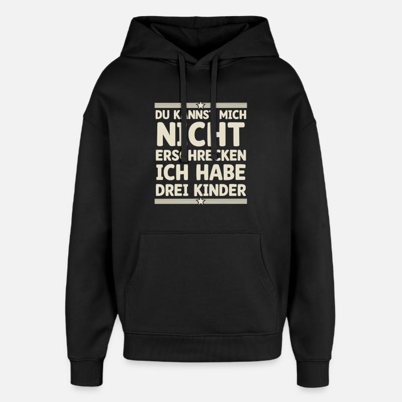 3 Kinder Mama Mutter Papa Vater - Oversized Unisex Hoodie von Stanley/Stella - Schwarz