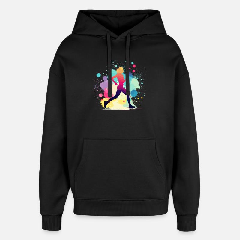 Coureur, course, marathon, jogging, jogging - Sweat à capuche unisexe Stanley/Stella Oversized - noir