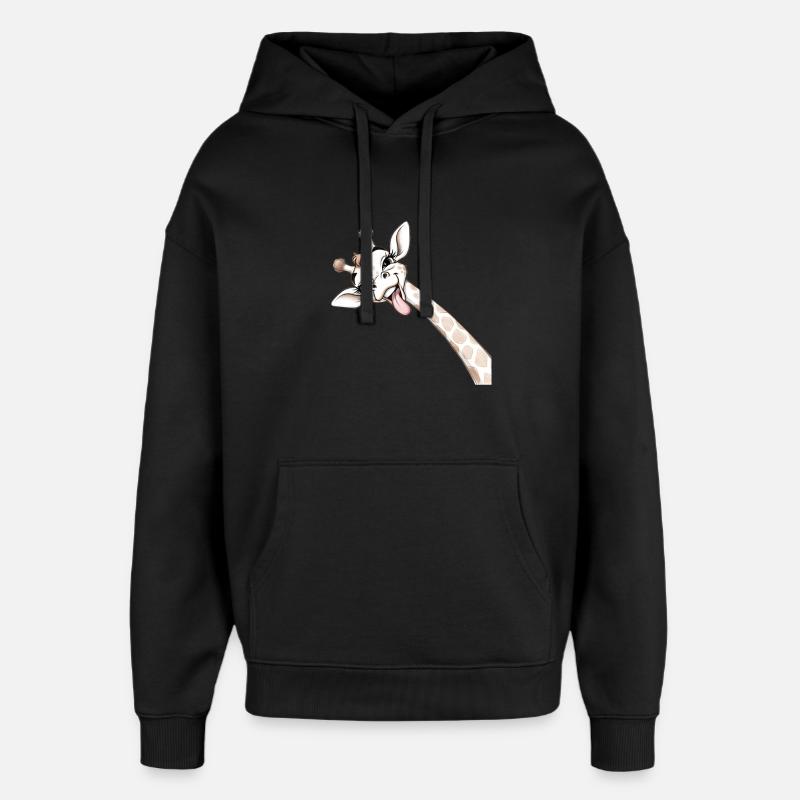 Girafe Joyeuse Langue Déployée - Sweat à capuche unisexe Stanley/Stella Oversized - noir