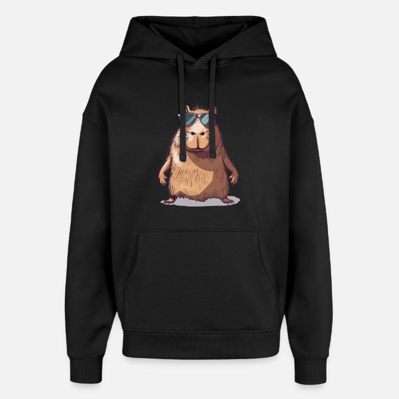 Lässiges Capybara mit Sonnenbrille Comic - Oversized Unisex Hoodie von Stanley/Stella - Schwarz