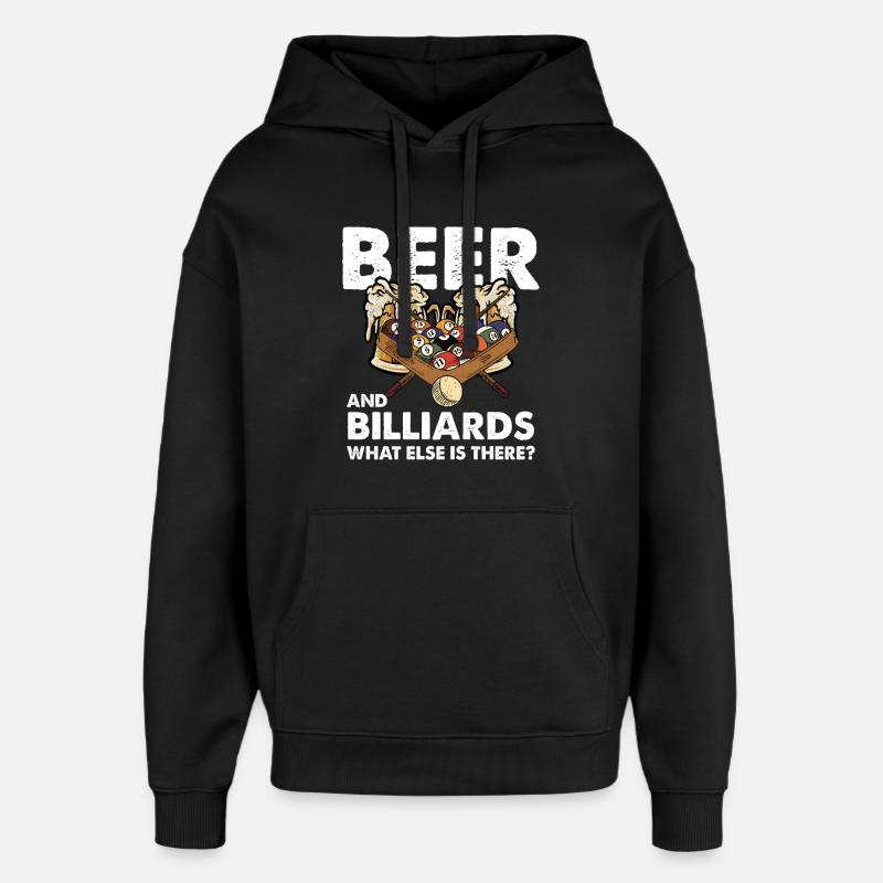 Bière et billard – soirée jeux - Sweat à capuche unisexe Stanley/Stella Oversized - noir