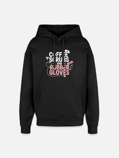 Kaffee Scrubs und Gummihandschuhe - Oversized Unisex Hoodie von Stanley/Stella - Schwarz