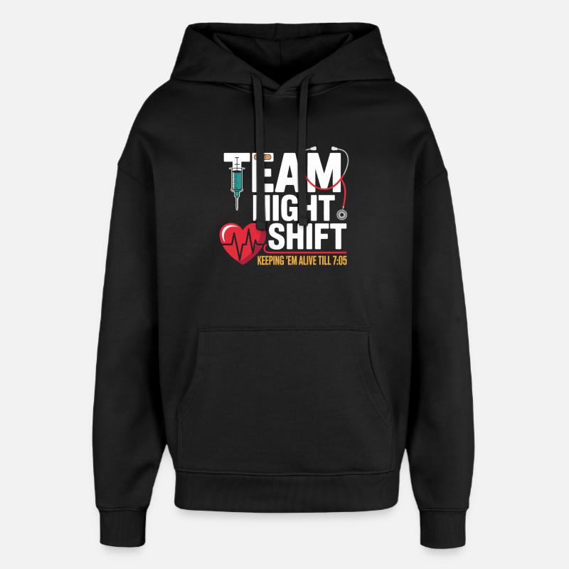 Team Night Shift Nachtschicht Helden - Oversized Unisex Hoodie von Stanley/Stella - Schwarz