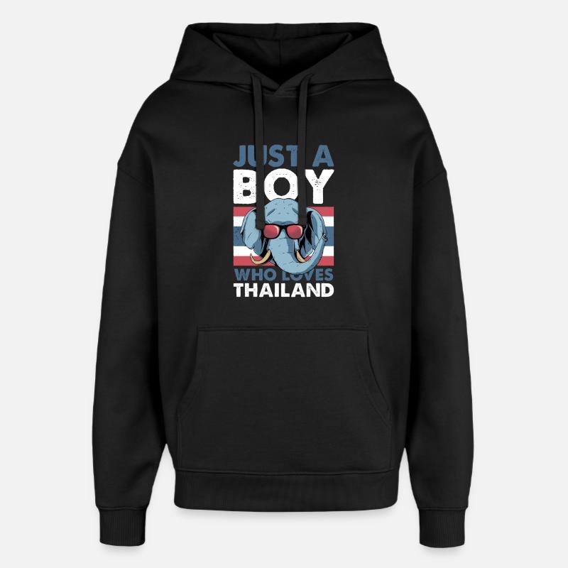 L’éléphant aime la Thaïlande TShirt - Sweat à capuche unisexe Stanley/Stella Oversized - noir