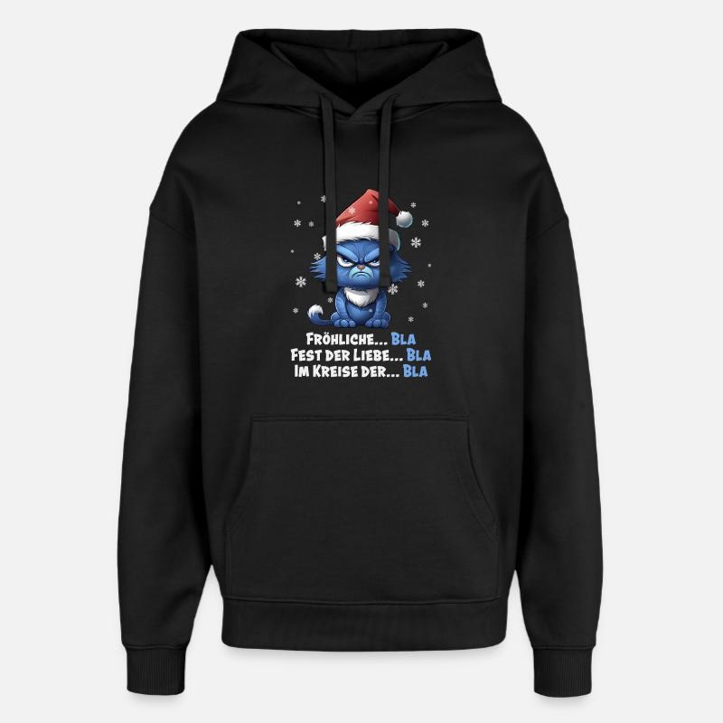 Ich hasse Weihnachten - Grummelige Blaue Katze - Sweat à capuche unisexe Stanley/Stella Oversized - noir