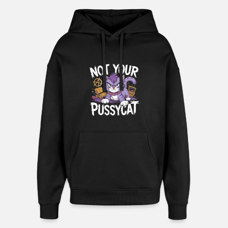 Chat rebelle à l’attitude punk - Sweat à capuche unisexe Stanley/Stella Oversized - noir
