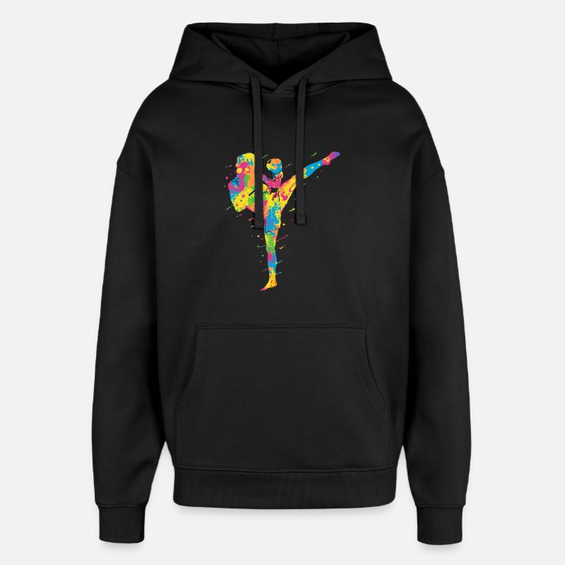 Muay Thai Bunt Kickboxer Mädchen Kickboxen - Oversized Unisex Hoodie von Stanley/Stella - Schwarz