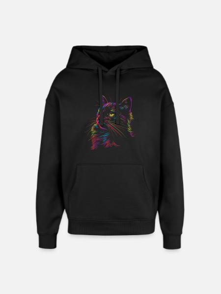 Bunte Katzenkunst im Skizzenstil - Oversized Unisex Hoodie von Stanley/Stella - Schwarz