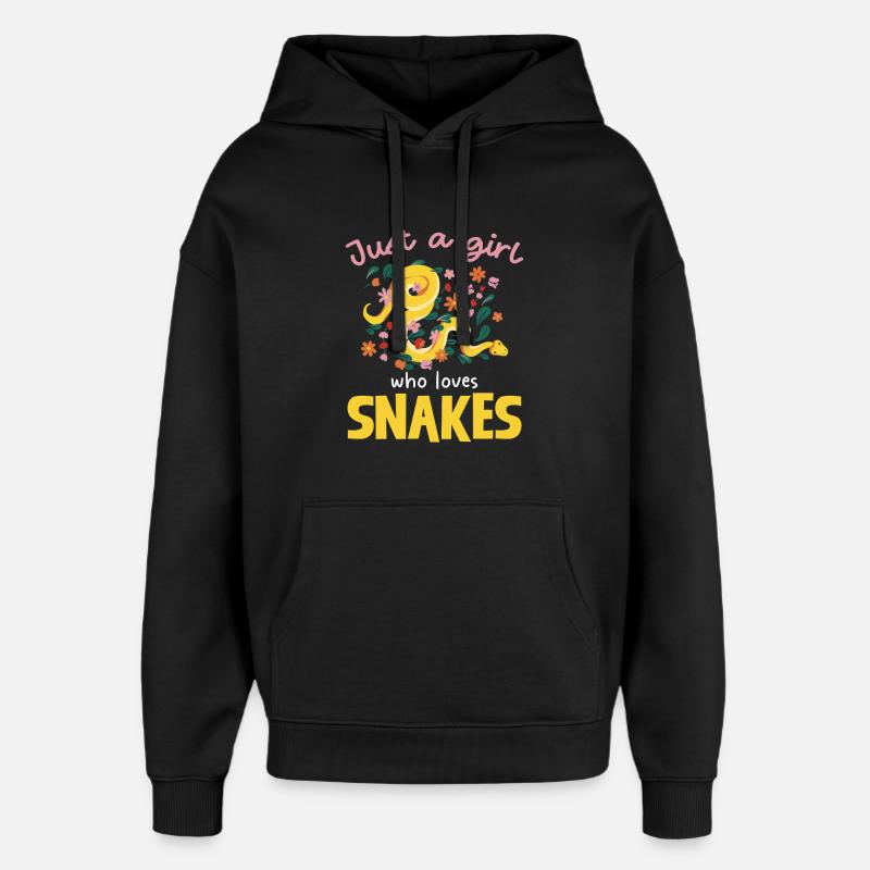 Nur ein Mädchen liebt Schlangen - Oversized Unisex Hoodie von Stanley/Stella - Schwarz