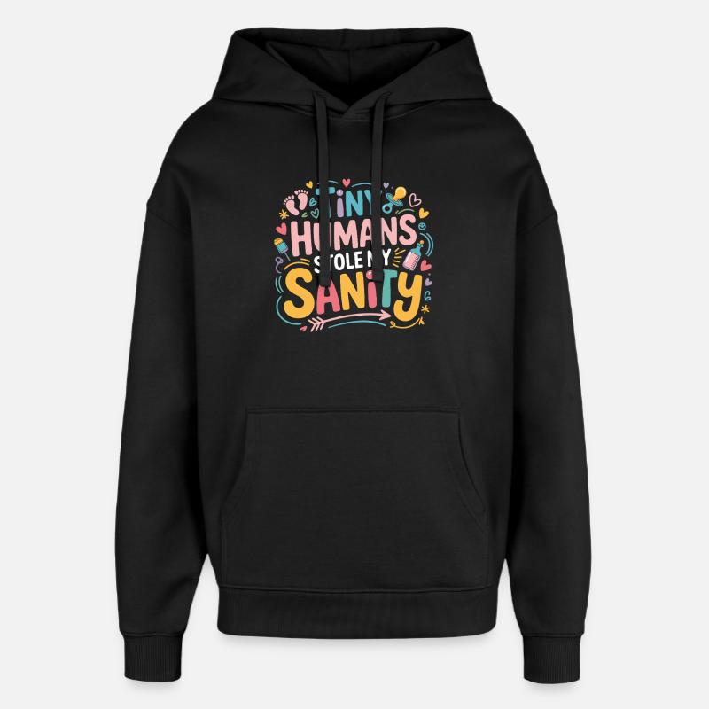 Tiny Humans Stehlen Mein Verstand - Oversized Unisex Hoodie von Stanley/Stella - Schwarz