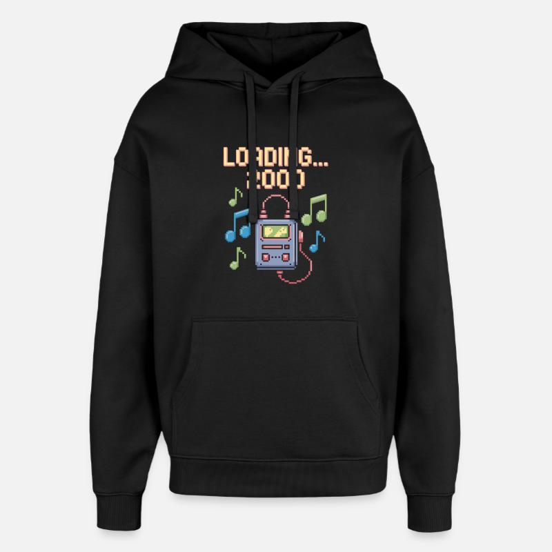 Retro Pixel Design – Chargement 2000 - Sweat à capuche unisexe Stanley/Stella Oversized - noir