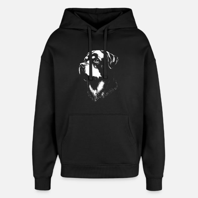 Portrait Expressif d'un Chien Rottweiler - Sweat à capuche unisexe Stanley/Stella Oversized - noir