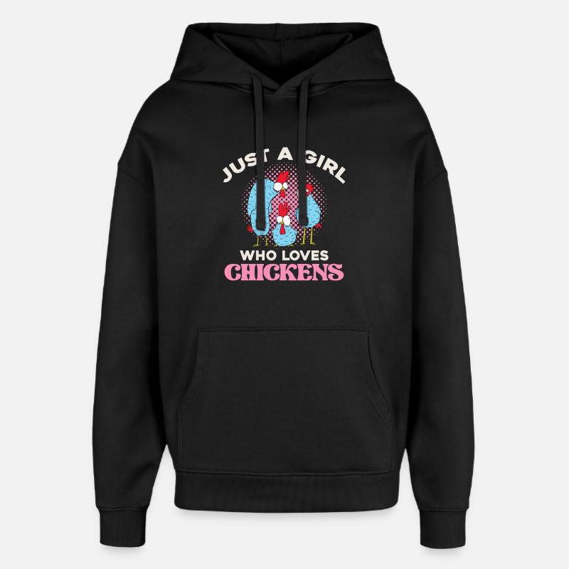 Une seule fille aime les poules - Sweat à capuche unisexe Stanley/Stella Oversized - noir