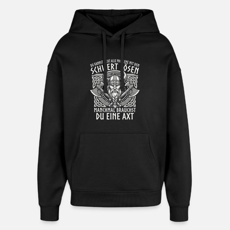 Comic Wikinger: Der tapfere Krieger - Oversized Unisex Hoodie von Stanley/Stella - Schwarz