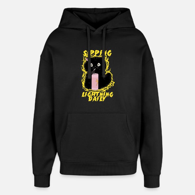 Boisson énergisante sirotant Lightning chaque jour - Sweat à capuche unisexe Stanley/Stella Oversized - noir