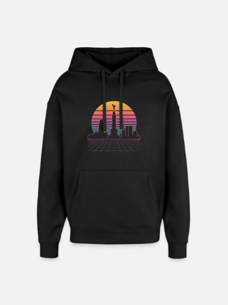 Sunset Skyline - Mexico City - Oversized Unisex Hoodie by Stanley/Stella - black