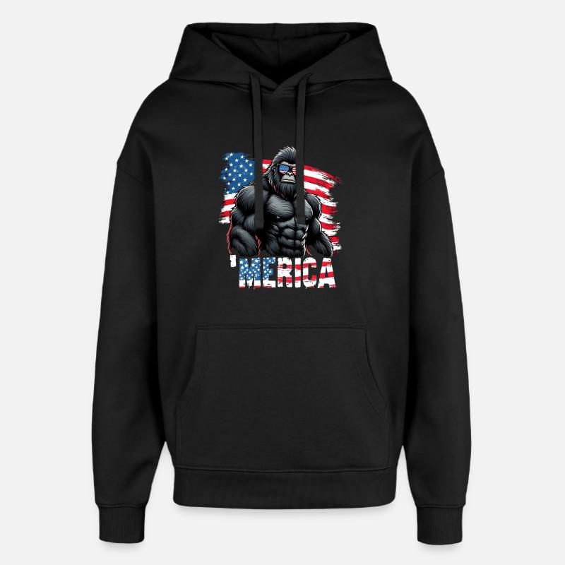 Muskelgorilla mit Flagge - Oversized Unisex Hoodie von Stanley/Stella - Schwarz