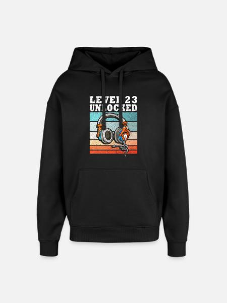 Level 23 Unlocked mit Kopfhörern - Oversized Unisex Hoodie von Stanley/Stella - Schwarz