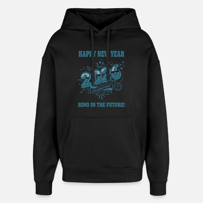 Joyeuse année 2026 Célébration Anneau Avenir - Sweat à capuche unisexe Stanley/Stella Oversized - noir