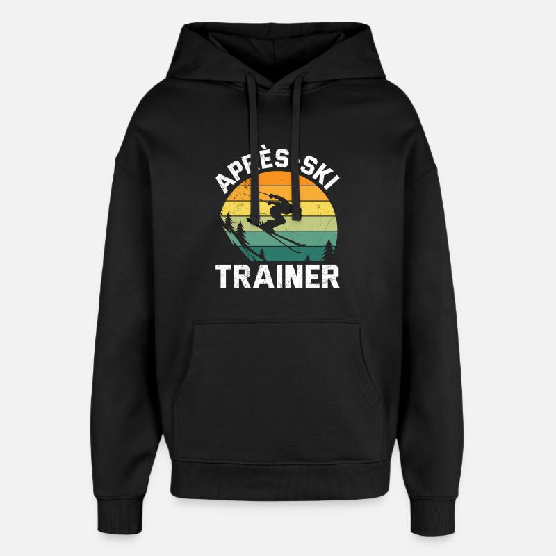 Skieur drôle APRES-SKI TRAINER DRÔLE - Sweat à capuche unisexe Stanley/Stella Oversized - noir