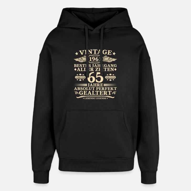 65 ans parfaitement vieilli 1961 - Sweat à capuche unisexe Stanley/Stella Oversized - noir