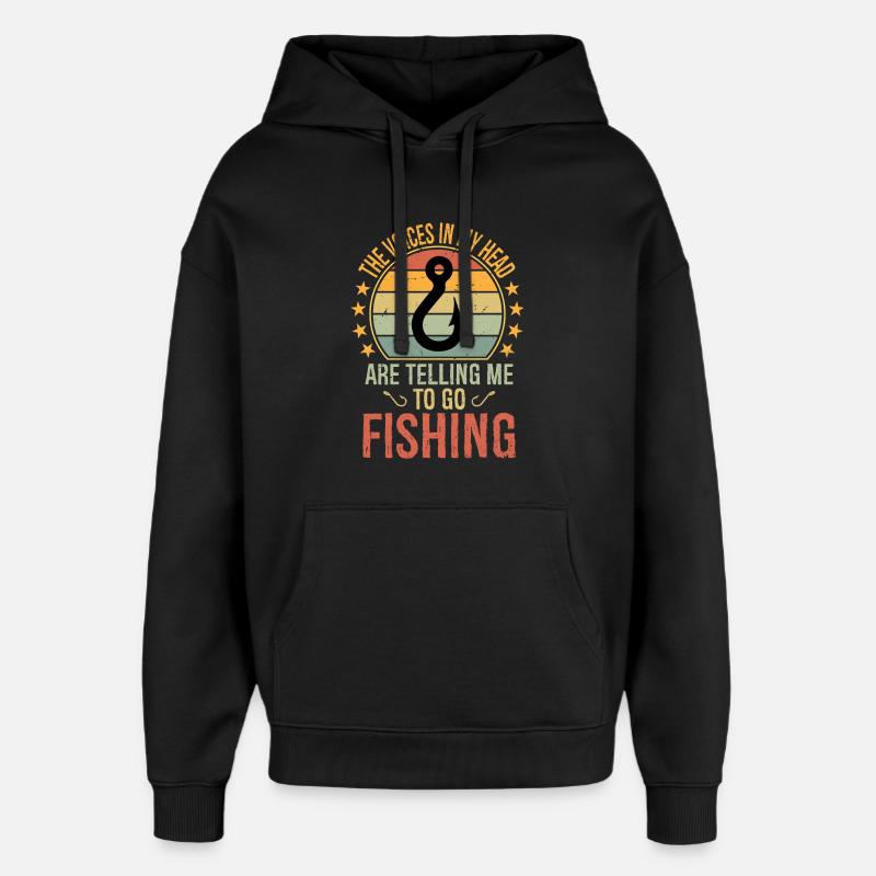 Cadeaux de pêche Pêcheur drôle - Sweat à capuche unisexe Stanley/Stella Oversized - noir