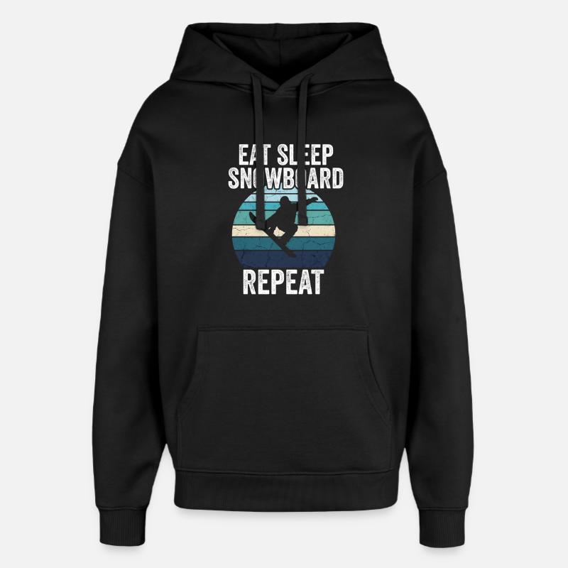 Eat Sleep Snowboard Répéter - Sweat à capuche unisexe Stanley/Stella Oversized - noir