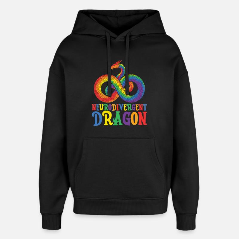 Sensibilisation à l’autisme du Dragon Neurodivergent - Sweat à capuche unisexe Stanley/Stella Oversized - noir