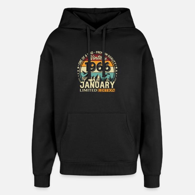 196660e anniversaire Millésime janvier 1966 - Sweat à capuche unisexe Stanley/Stella Oversized - noir
