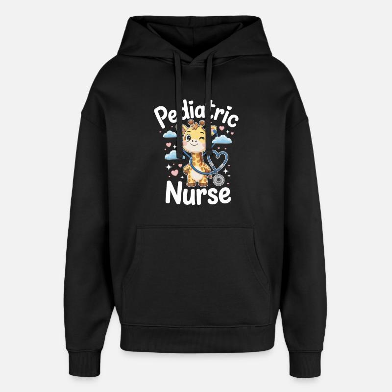Pediatric giraffe with stethoscope - Oversized Unisex Hoodie by Stanley/Stella - black