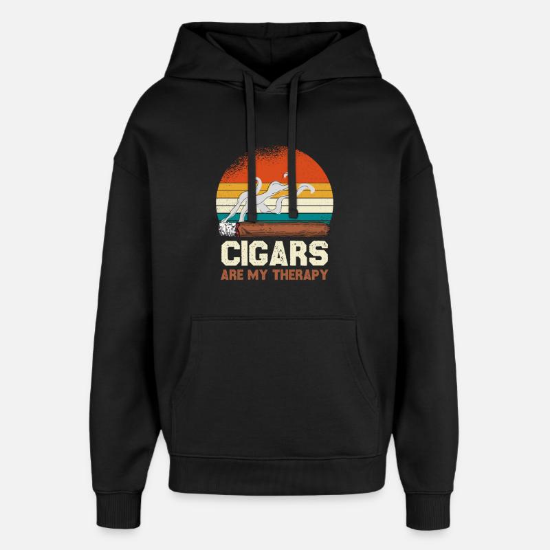 Cigar Therapy Retro Sunset - Oversized Unisex Hoodie by Stanley/Stella - black