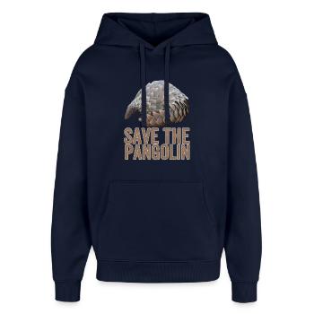 Save The Pangolin - Oversized Unisex Hoodie by Stanley/Stella - navy - Front - AI Model Female 172 light (172cm) & AI Model Male 185 light (185cm)