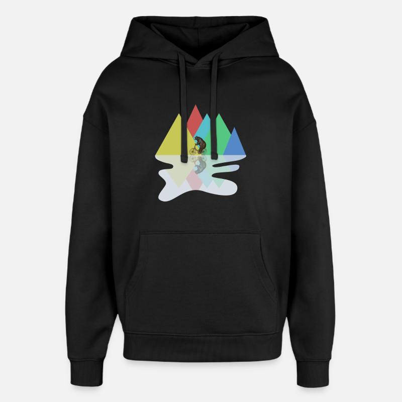 Bear faisant du vélo - Sweat à capuche unisexe Stanley/Stella Oversized - noir