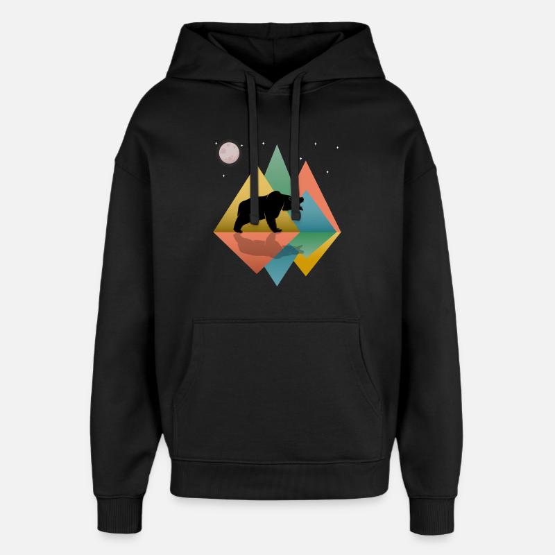 Bär in den Bergen - Oversized Unisex Hoodie von Stanley/Stella - Schwarz