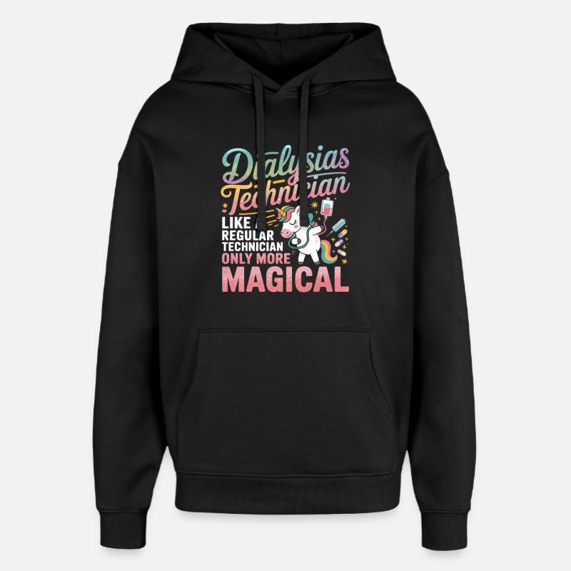 Magischer Dialyse-Techniker Unicorn - Oversized Unisex Hoodie von Stanley/Stella - Schwarz
