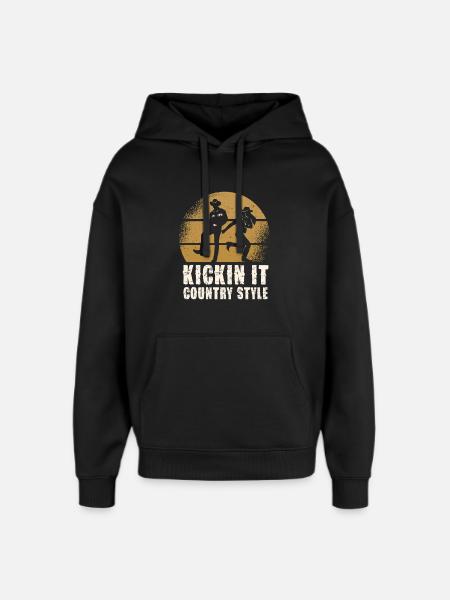 Cowboy Country Kickin It - Oversized Unisex Hoodie by Stanley/Stella - black
