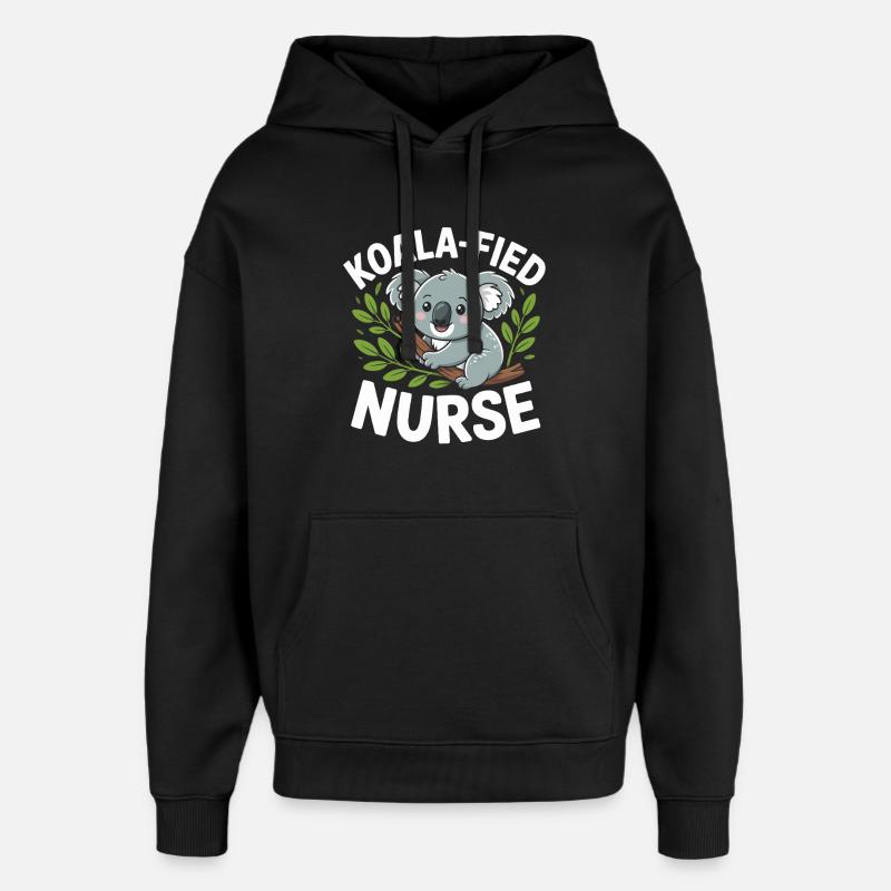 Koala nurse in the tree - Oversized Unisex Hoodie by Stanley/Stella - black