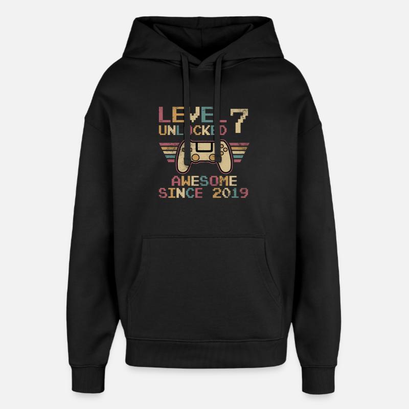 Niveau du 7e anniversaire débloqué - Sweat à capuche unisexe Stanley/Stella Oversized - noir