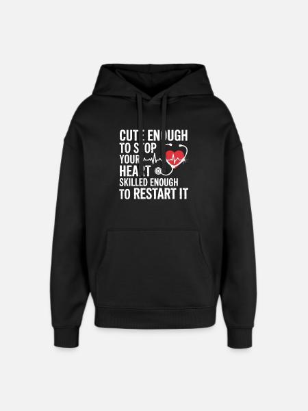 Heart Restart: Cute and Strong - Oversized Unisex Hoodie by Stanley/Stella - black