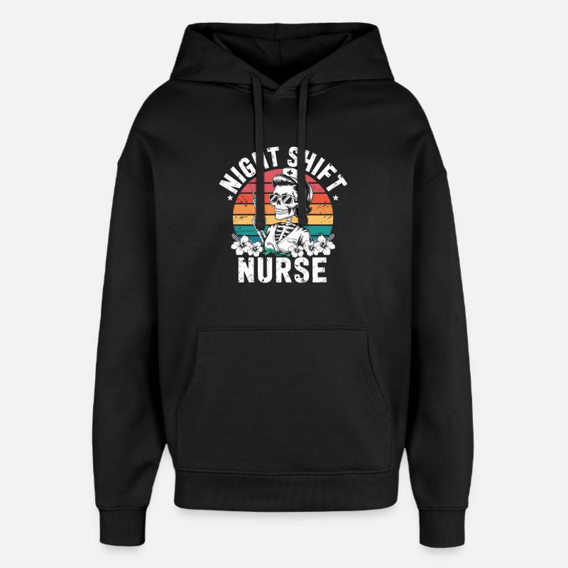 Night Shift Nurse Retro - Oversized Unisex Hoodie by Stanley/Stella - black