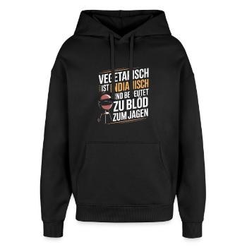 Vegetarisch ist Indianisch BBQ Grill Spruch - Oversized Unisex Hoodie von Stanley/Stella - Schwarz - Vorne - AI Model Female 172 light (172cm) & AI Model Male 185 light (185cm)