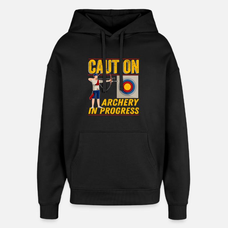 Caution Archery In Progress - Oversized Unisex Hoodie by Stanley/Stella - black
