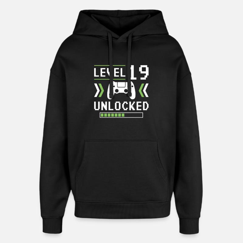 19e anniversaire Niveau 19 débloqué - Sweat à capuche unisexe Stanley/Stella Oversized - noir